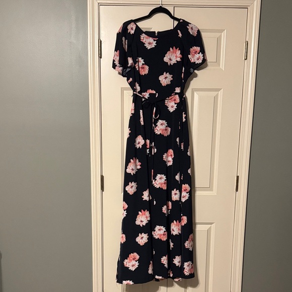 Tommy Hilfiger Floral Maxi Dress - Black and Pink - Picture 1 of 6